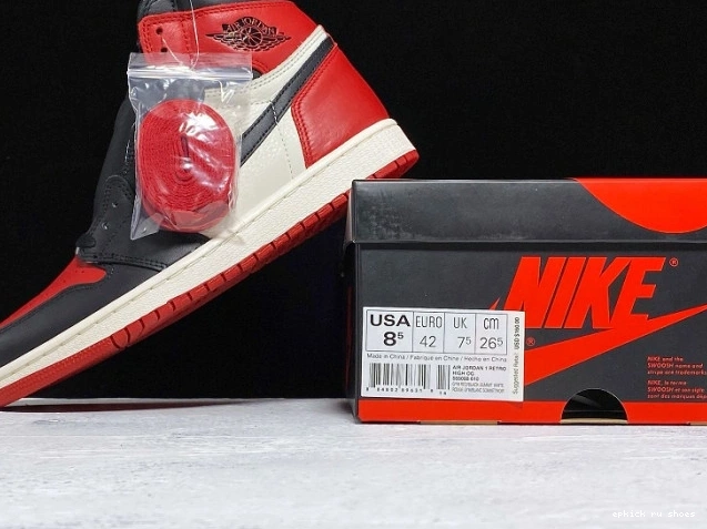 Rep Toe Jordan 555088-610 High Air 1 Retro OG Bred 0823